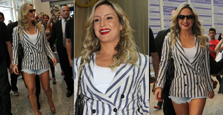 Listras verticais valorizam a silhueta de Claudia Leitte. Aprenda a usar