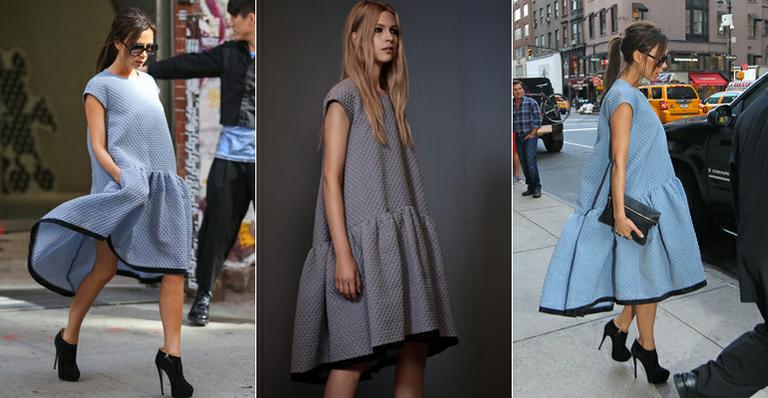 Victoria Beckham é ‘modelo’ de sua marca e desfila em NY com vestido da nova coleção