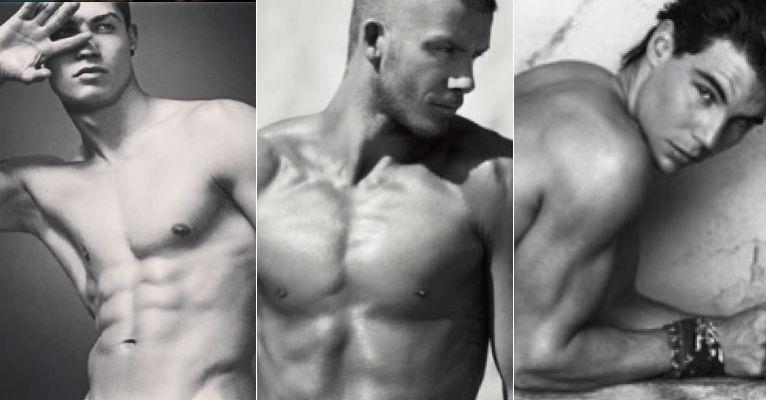 David Beckham, Cristiano Ronaldo e Rafael Nadal aparecem seminus em fotos