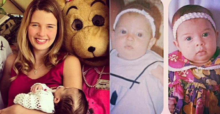 Debby Lagranha compara foto da filha, Duda, com a sua quando bebê: “Cara de uma, focinho da outra”
