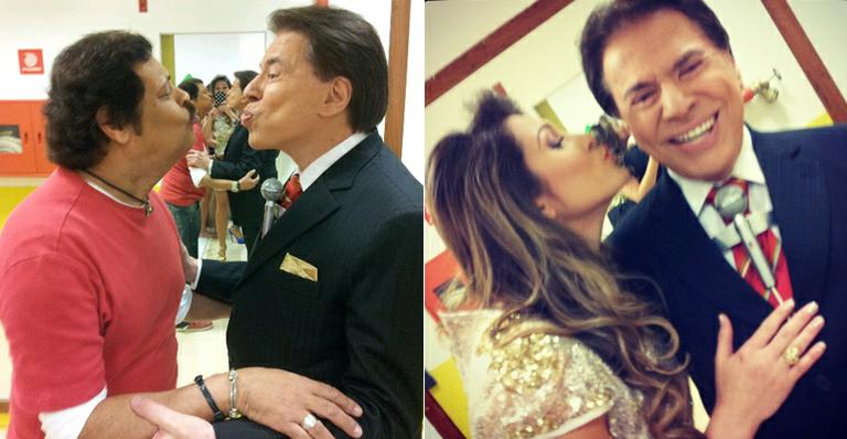 Silvio Santos faz biquinho para foto em bastidores de programa
