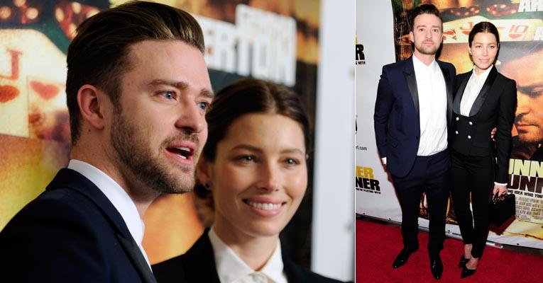 Par de vasos? Justin Timberlake e Jessica Biel apostam no mesmo look