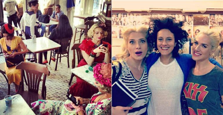 Atrizes aparecem usando celular em bastidores de novela de época na Globo