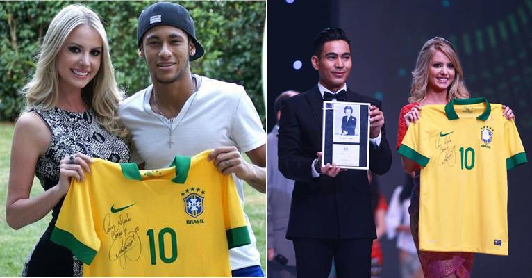 Camisa autografada por Neymar é leiloada em evento do Miss Mundo