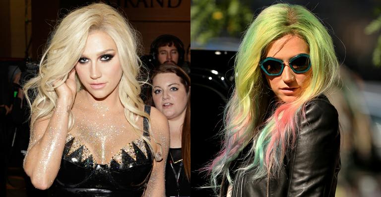 Ke$ha muda o visual e aparece com arco-íris no cabelo