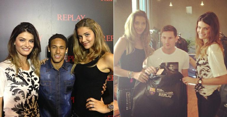 Neymar e Messi são tietados por Ana Beatriz Barros e Isabelli Fontana em Barcelona