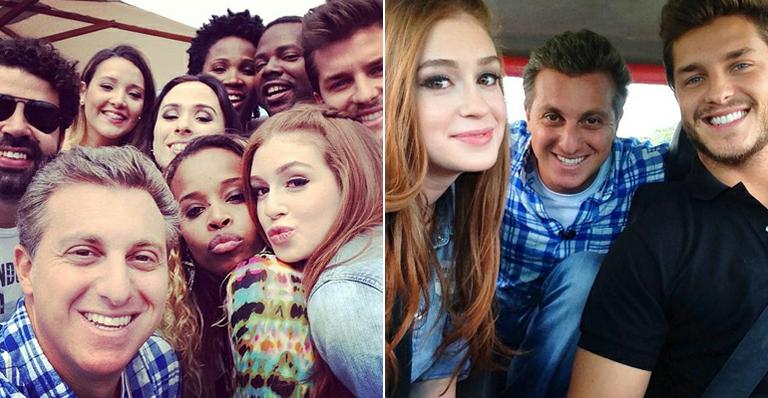 Luciano Huck grava quadro do ‘Caldeirão’ com Marina Ruy Barbosa, Klebber Toledo e outros famosos