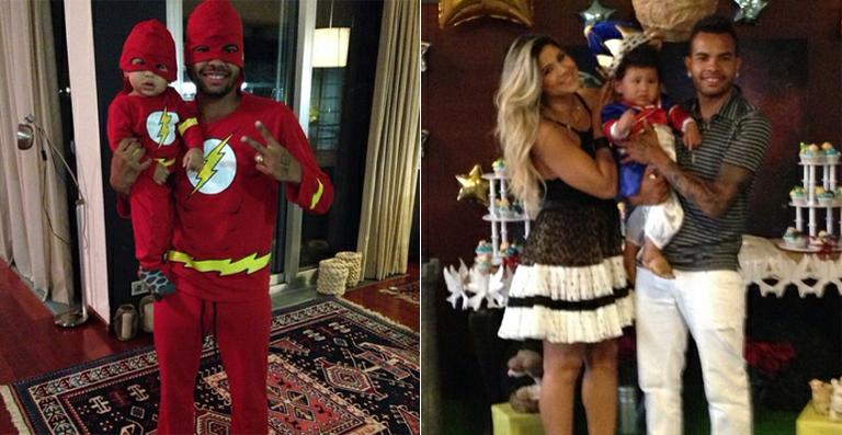 Tal pai, tal filho! Dentinho mostra foto vestido de herói com o filho