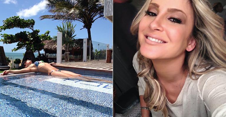 Claudia Leitte mostra boa forma na piscina após aula de zumba