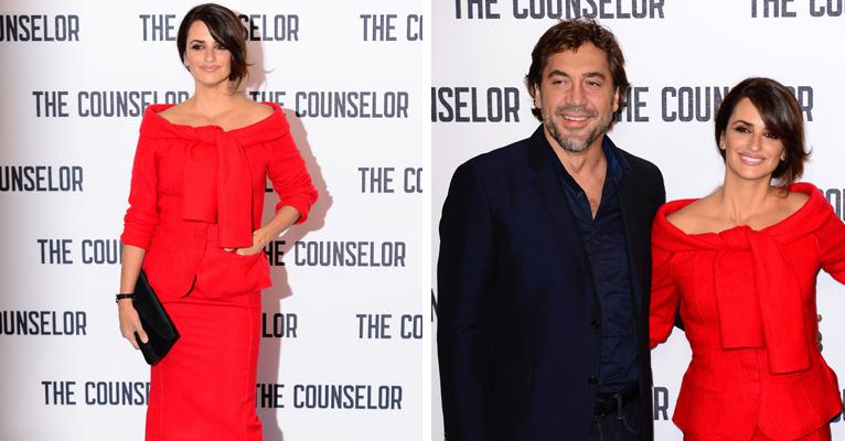 Dois meses apor dar à luz, Penélope Cruz exibe boa forma em roupa vermelha