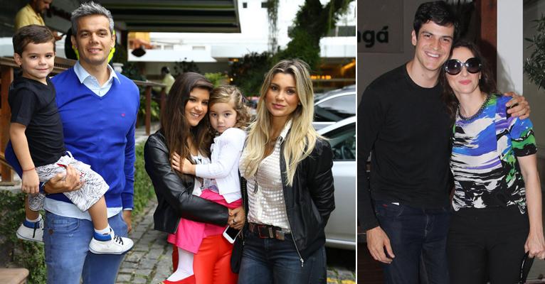 Flávia Alessandra recebe Mateus Solano no aniversário de 3 anos de sua filha Olívia