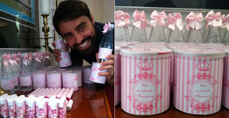 Ricardo Pereira mostra itens do chá de bebê de sua segunda filha