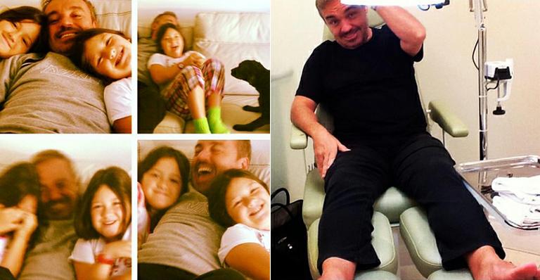 Longe da TV, Gugu brinca com as filhas e cuida da beleza