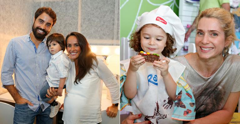 Ricardo Pereira e Letícia Spiller levam os filhos a evento de moda infantil