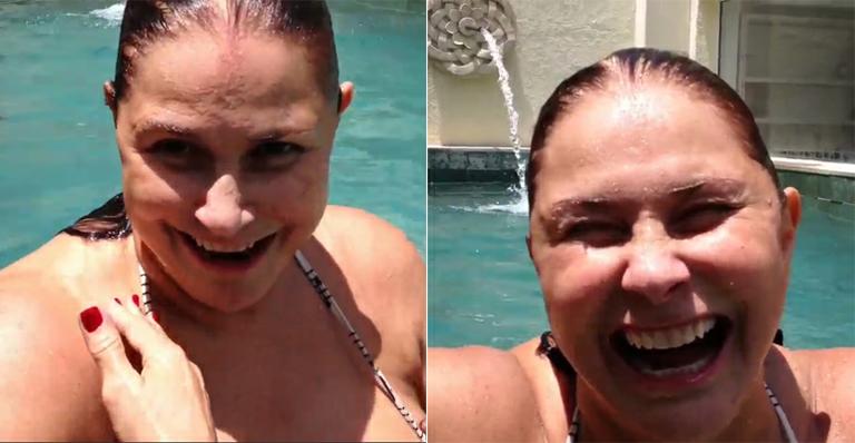 Fafá de Belém grava vídeo de biquíni na piscina para homenagear amigo