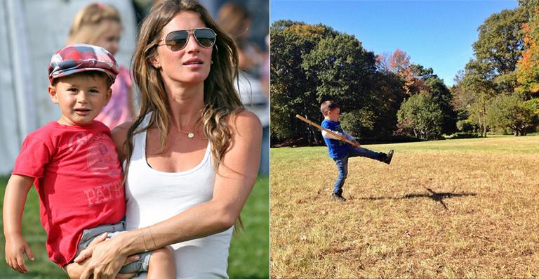 Gisele Bündchen mostra foto de Benjamin brincando de ser Tartaruga Ninja