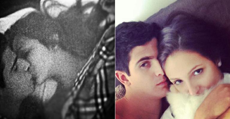 Enzo Celulari surpreende a namorada com beijo na cama