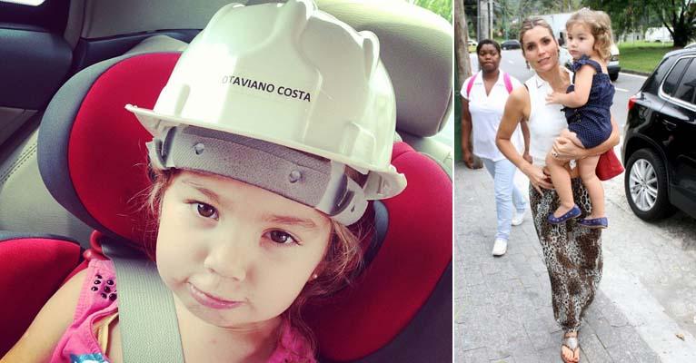 Olívia, filha de Flávia Alessandra, faz “bico” para foto do pai Otaviano Costa