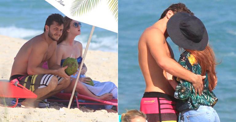 Marina Ruy Barbosa e Klebber Toledo namoram em praia no Rio de Janeiro