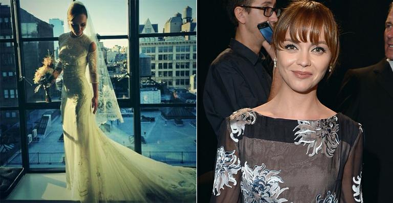 Christina Ricci mostra foto de seu vestido de noiva
