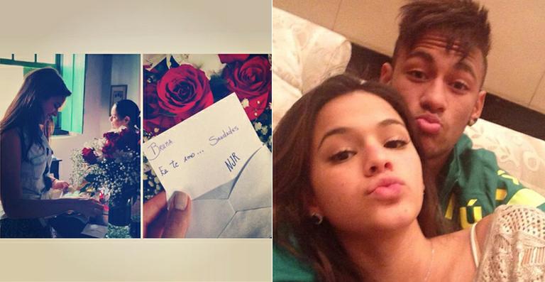Bruna Marquezine recebe flores de Neymar após gravação de novela
