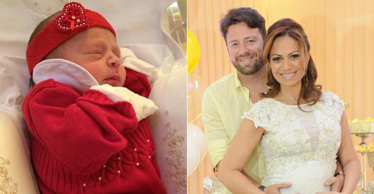 Solange Almeida, da banda Aviões do Forró, apresenta a filha recém-nascida