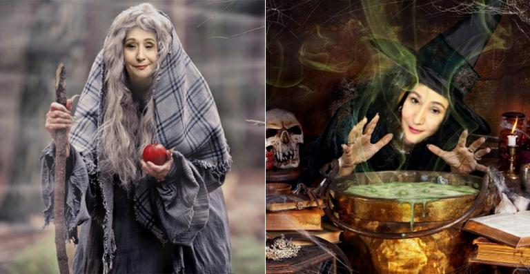 Sonia Abrão brinca com montagens de Halloween e vira uma bruxa
