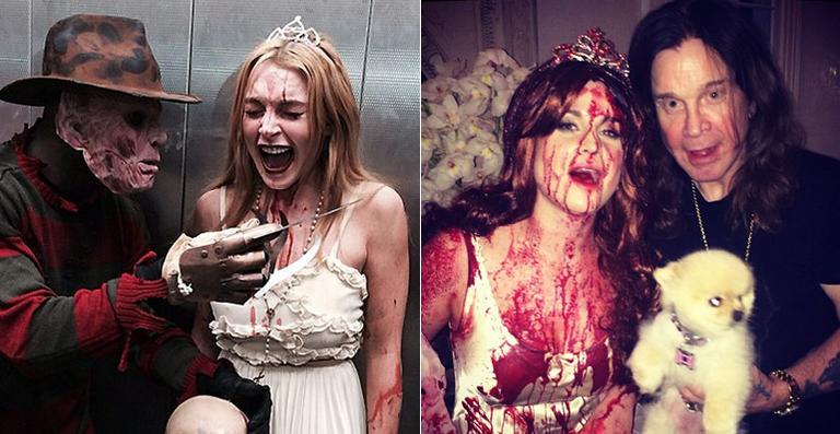 Lindsay Lohan e Kelly Osbourne usam a mesma fantasia no Halloween