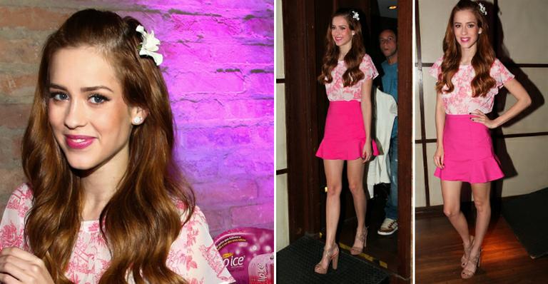 Sophia Abrahão aposta em look romântico e cor de rosa