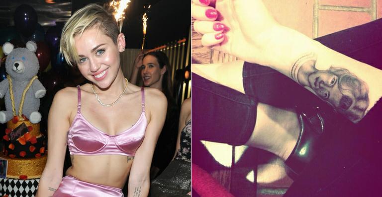 Miley Cyrus faz tatuagem com o rosto de sua avó, Loretta