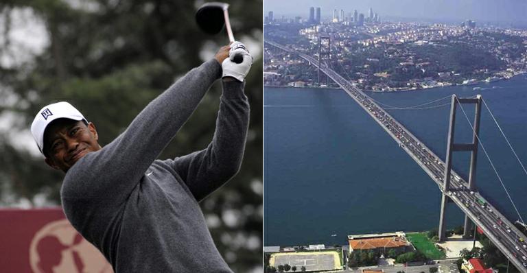 Tiger Woods se torna o primeiro jogador de golfe a jogar uma bola da Europa para a Ásia