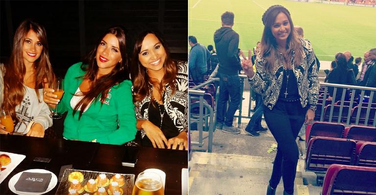 Namorada de Daniel Alves, Thaíssa Carvalho posa com mulheres de Fábregas e Messi na Espanha