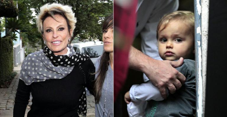 Ana Maria Braga e o neto em lançamento de coleção como modelo