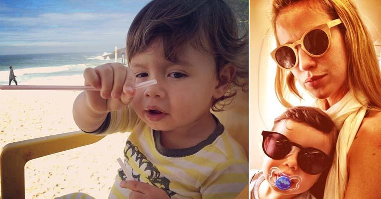 Que fofura! Dom, Filho de Luana Piovani, aproveita a praia com o pai Pedro Scooby