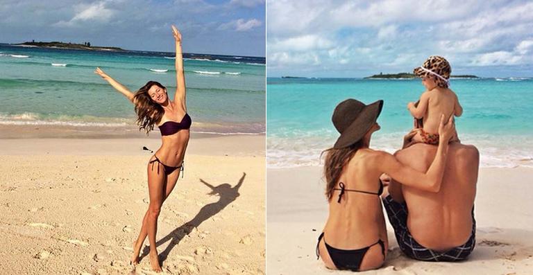 Gisele Bündchen curte praia em família
