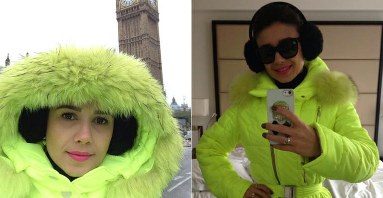 Paula Fernandes passeia protegida do frio em Londres
