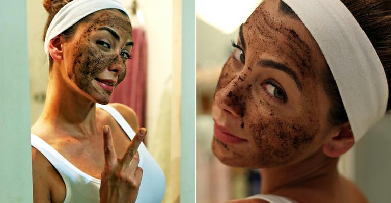 Letícia Wiermann, filha de Datena, utiliza borra de café no rosto para cuidar da pele