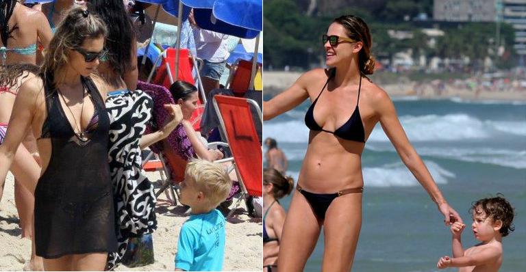 Dia de praia: Letícia Birkheuer e Fernanda Lima se divertem com a família no feriado