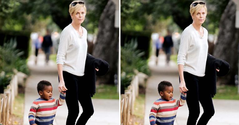 Charlize Theron leva o filho Jackson para tomar sorvete em L.A.