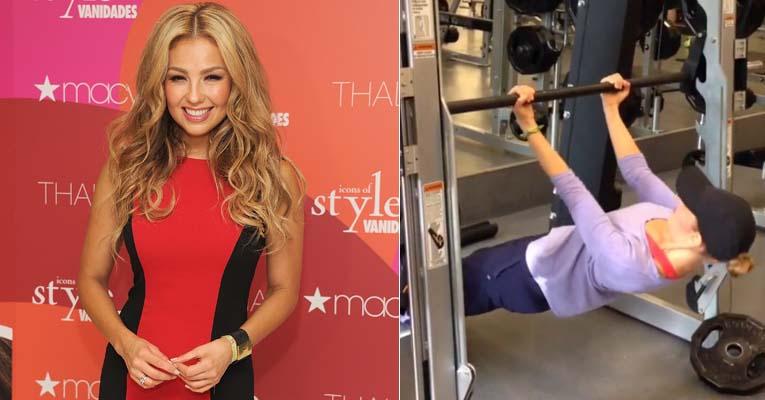 Thalía mostra a sua rotina de exercícios físicos em vídeos no Instagram