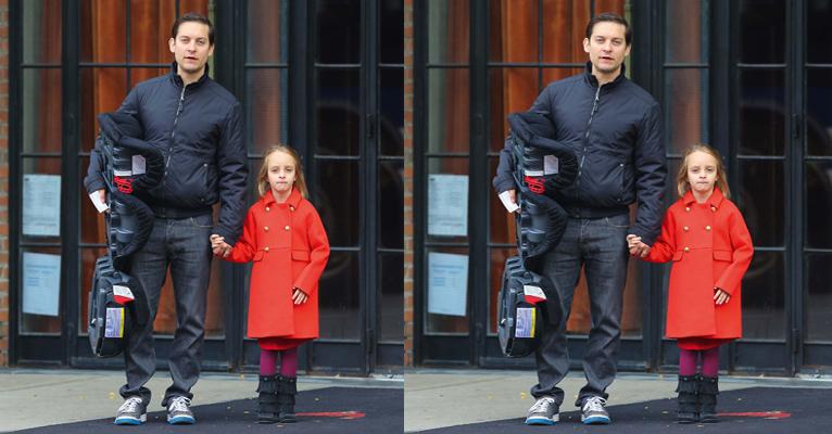 Tobey Maguire cuida da segurança da filha