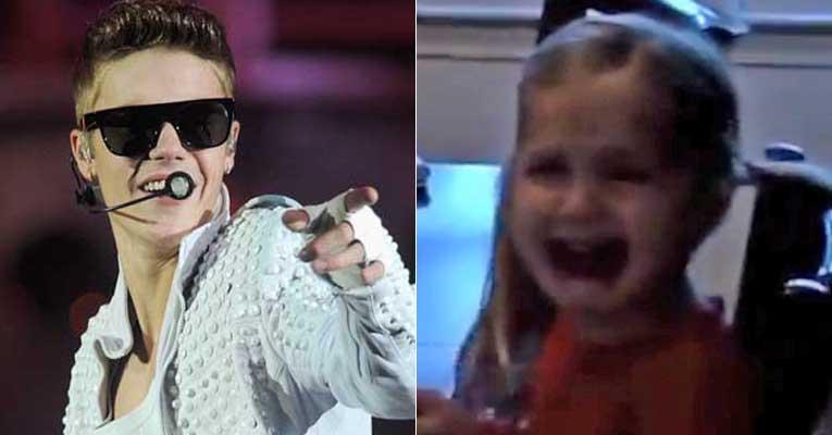 Menina de 3 anos começa a chorar ao ganhar ingresso para show do Justin Bieber