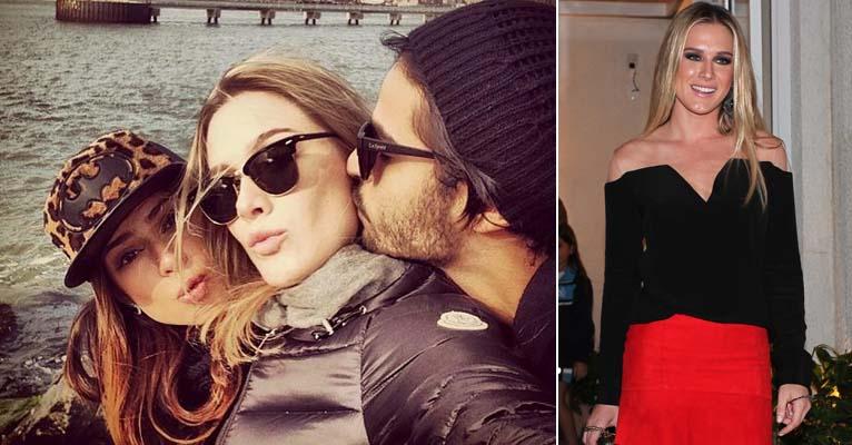 Fiorella Mattheis ganha beijo de Thaila Ayala e amigo em Nova York