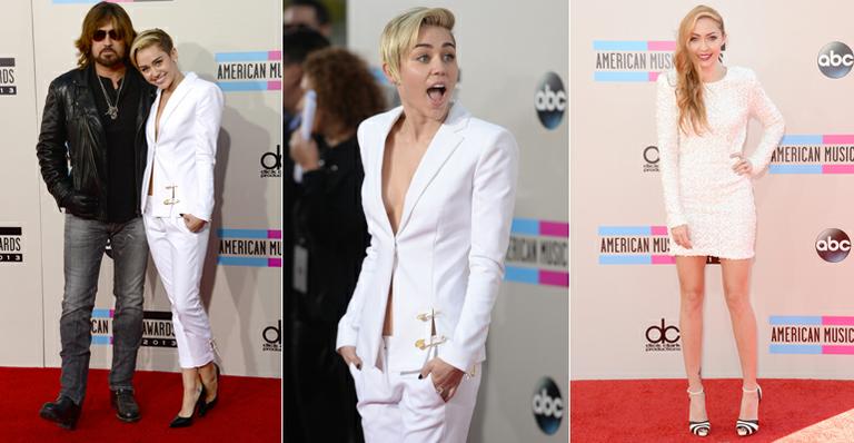 Com look discreto, Miley Cyrus vai ao American Music Awards com o pai e a irmã