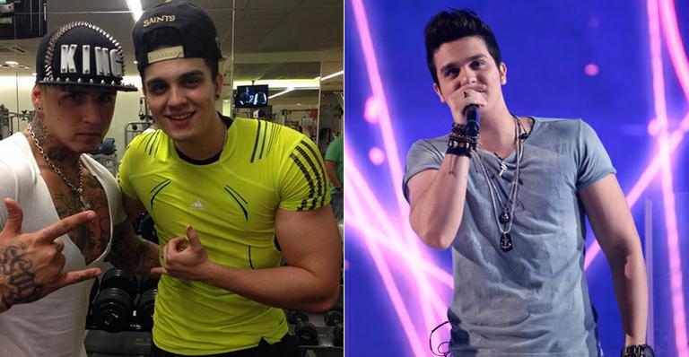 Luan Santana exibe braço musculoso na academia