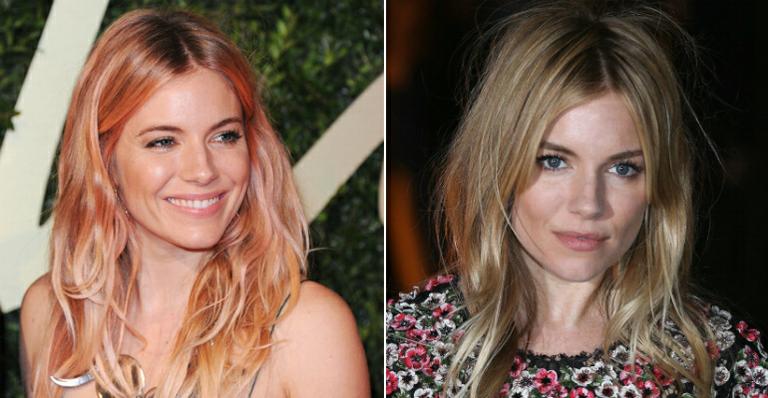 Novo visual: atriz Sienna Miller aparece com mechas rosas