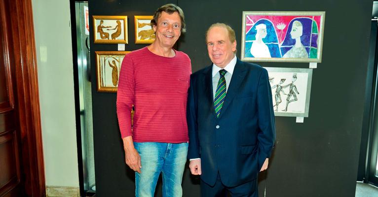 Fabio Porchat prestigia artista inglês, Gregory Fink, em São Paulo