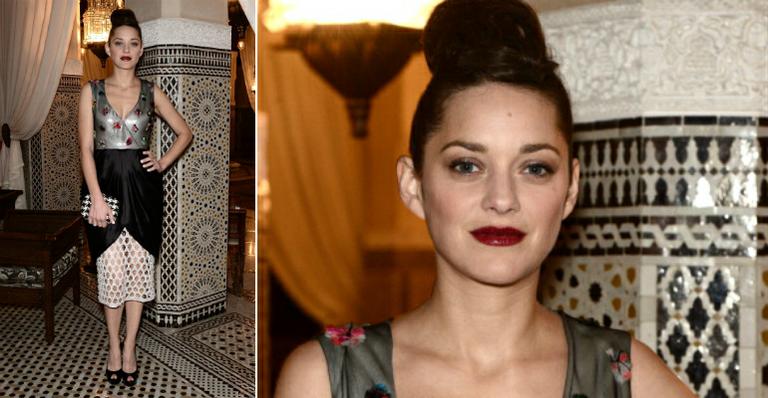 Marion Cottilard aposta em vestido étnico extravagante