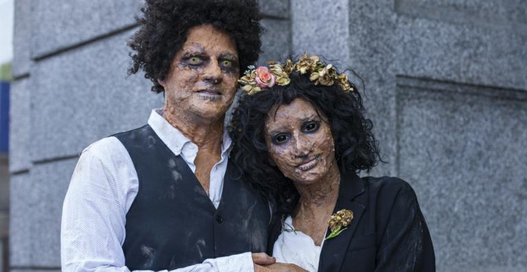 Marcelo Serrado e Taís Araújo se vestem de zumbis no Fantástico