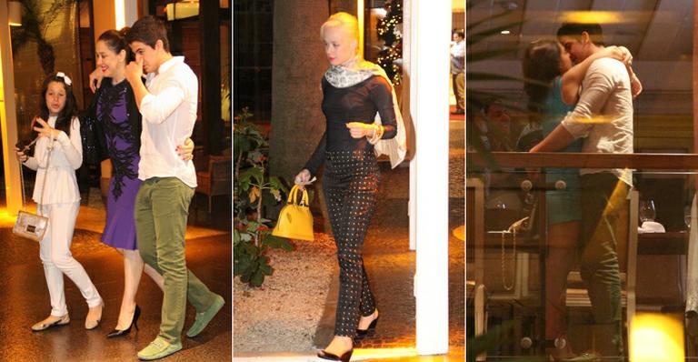 Claudia Raia recebe o filho Enzo e Mariana Ximenes em comemoração de aniversário